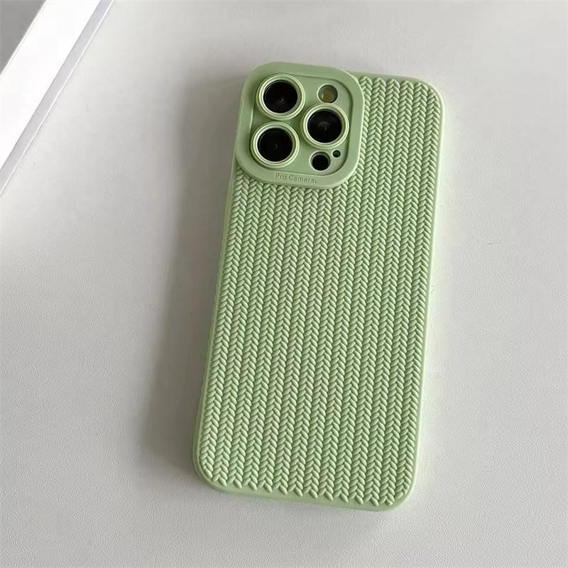 Fine Hole Woven Pattern Silicon Phone Case for iPhone 16 15 14 13 12 11 Pro Max X XR XS Max Full Camera Shockproof Soft Bumper Cover