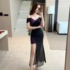 Single Shoulder Suspender Evening Dress Women's High-end Temperament Socialite Slim-fitting and Thin Age-reducing Soft Sexy Dress