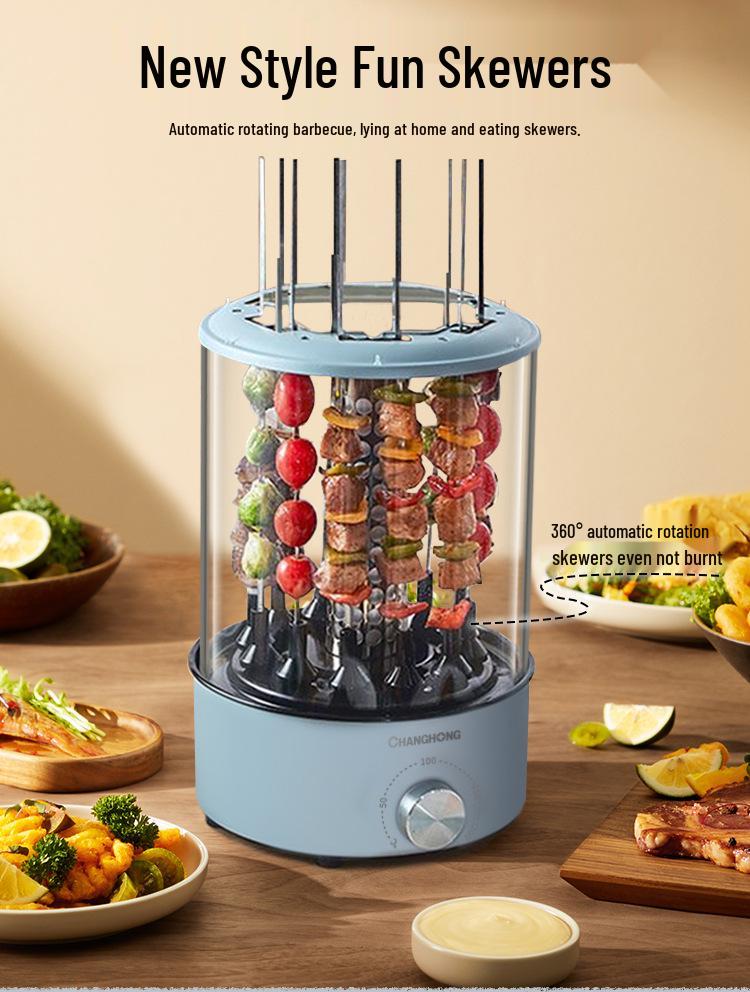 Electric Smokeless Indoor Rotating Skewer Grill with Temperature Control