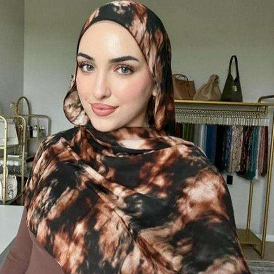 Turkish Watercolor Tie-Dye Cotton & Satin Polyester Long Headscarf