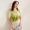 Zhaojun Women's Floral Mulberry Silk Blend Knit T-shirt