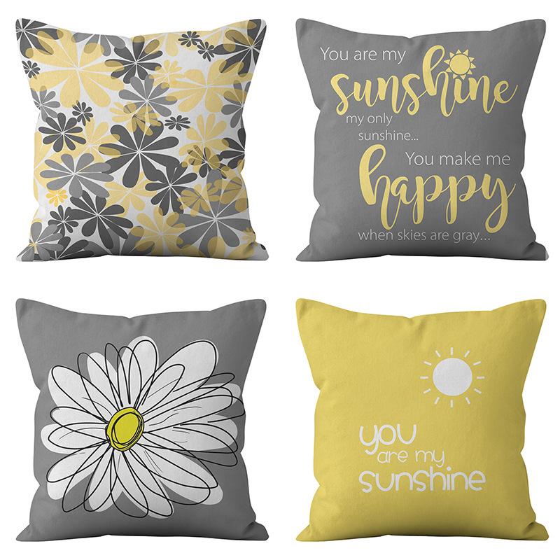 Fresh Daisy Letter Pillow Case Combination Home Sofa Pillow Cushion Cover