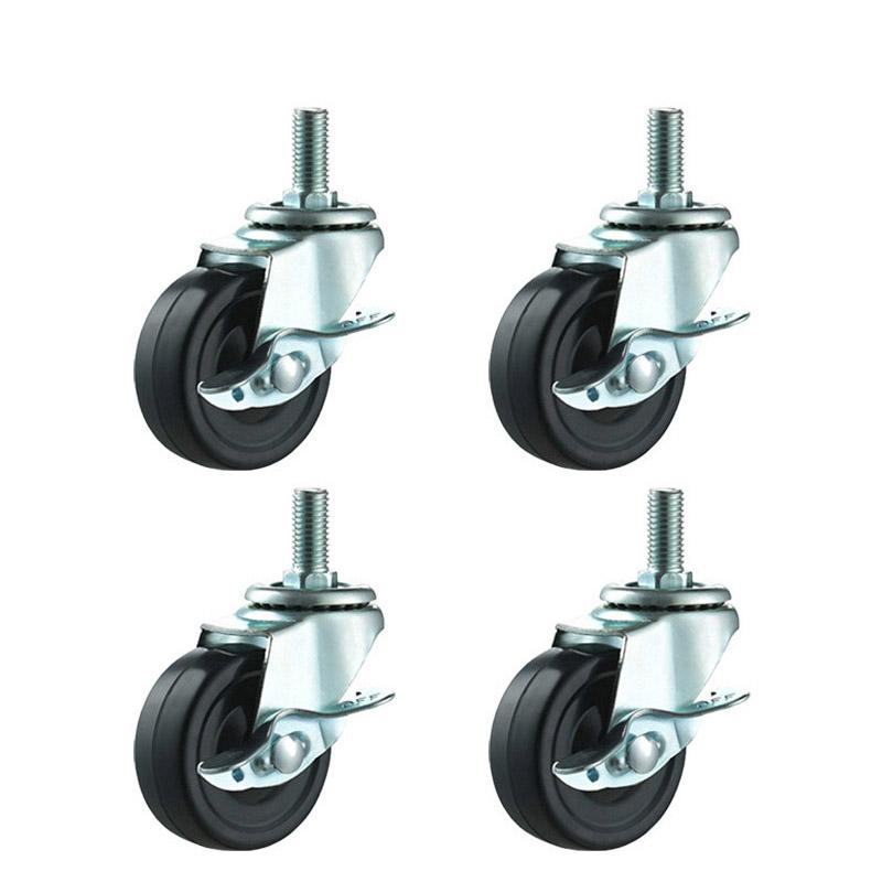 2/4Pcs Furniture Casters 1.5-2Inch Rubber Rotating Wheels with Brake Universal Silent Casters for Home And Office Furniture