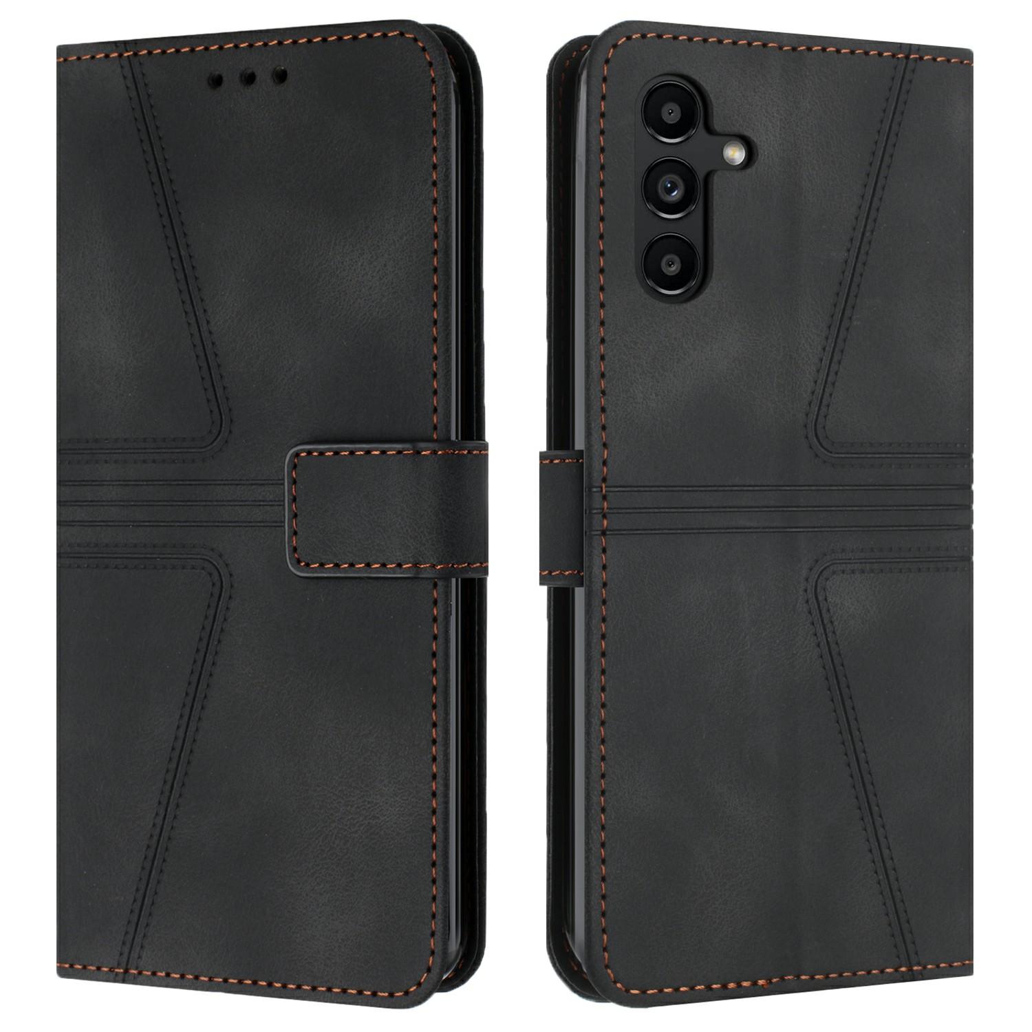 

For Samsung Galaxy A26 5G/A16 5G/A16 4G Case Triangle Imprinted Anti-Scratch Phone Wallet Cover Black