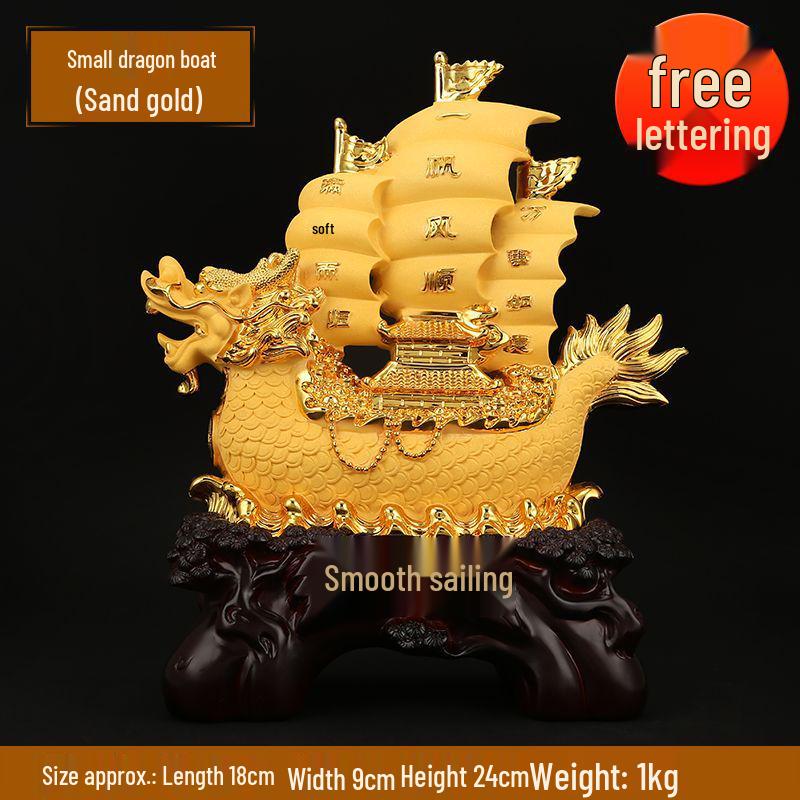 Large Gold Sailboat Ornament for Living Room, Entryway, or Office - Attract Wealth & Ideal for Housewarming or Opening Gifts