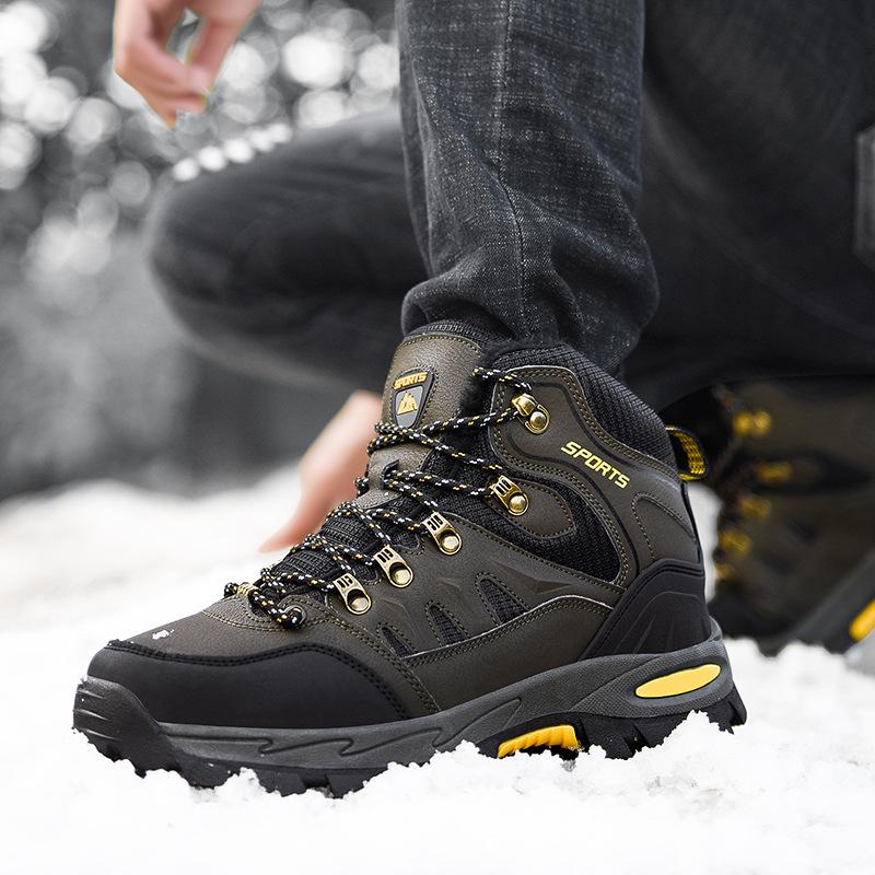 2025 Winter High-Top Plus Size Men's Hiking Shoes, Couple Style, Plus Velvet Warm Cotton