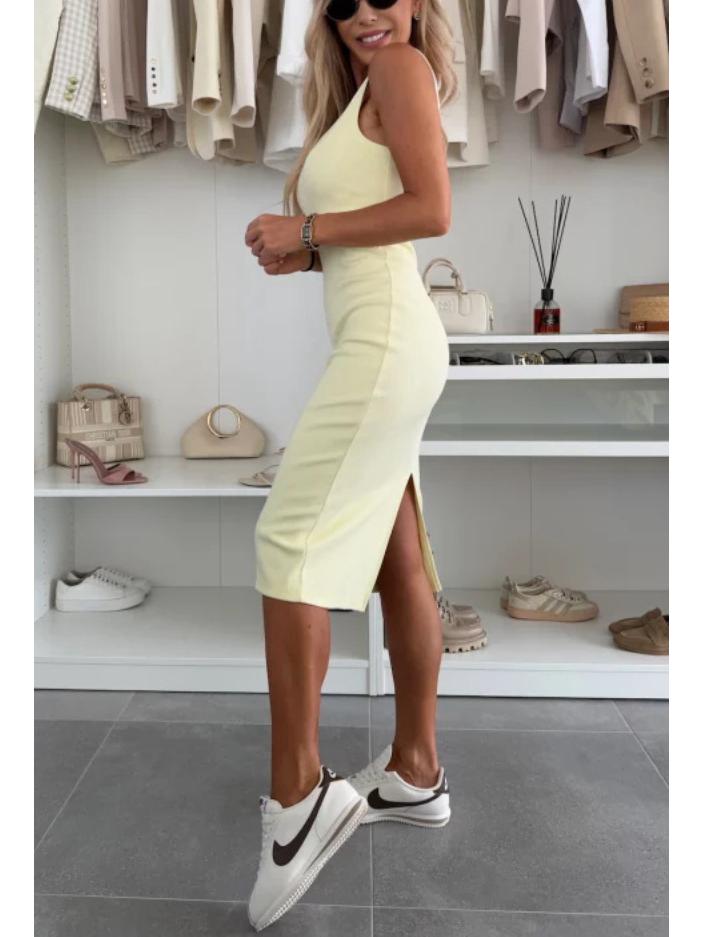 Summer Solid Color Two-Piece Set: Spaghetti Strap Dress with Cardigan