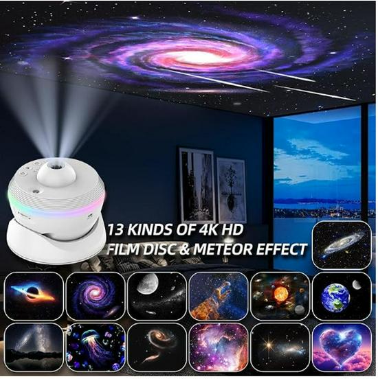 Galaxy Starry Sky Bedroom Tent Lamp: Private Space Capsule with Ceiling Projection of Sun, Moon, and Stars
