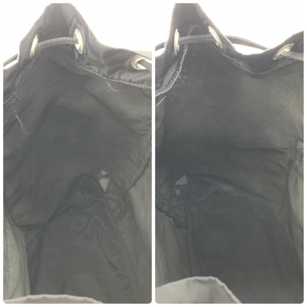 PRADA Tessuto Nylon Backpack Rucksuck Daypack Drawstring Leather B4650F Black Triangle Logo Plate