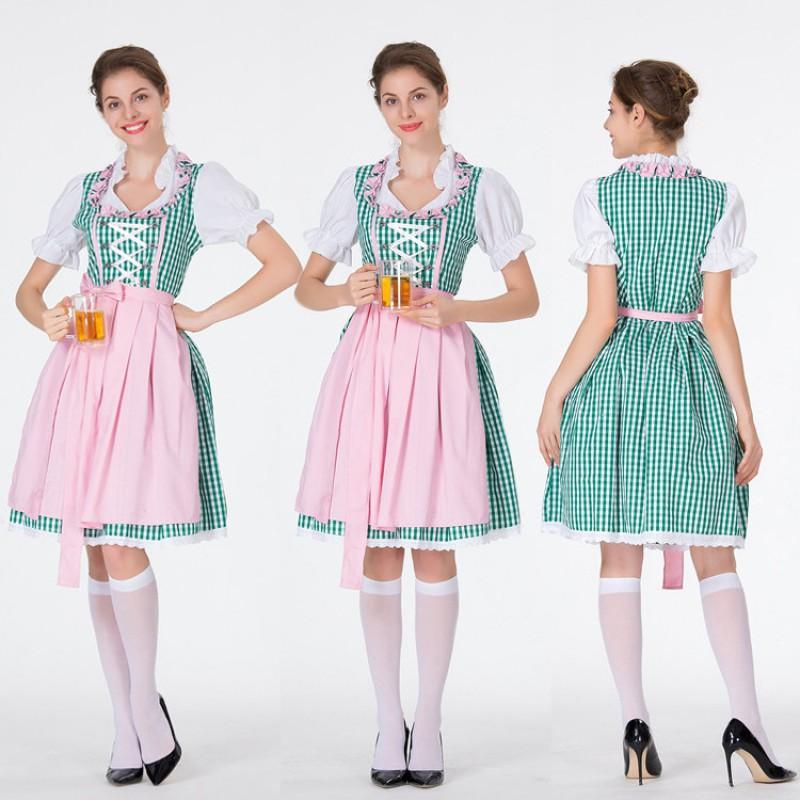 Womens Halloween Costume Bavarian Beer Festival Maid Outfit Cafe Waitress Uniform Cosplay Party Dress