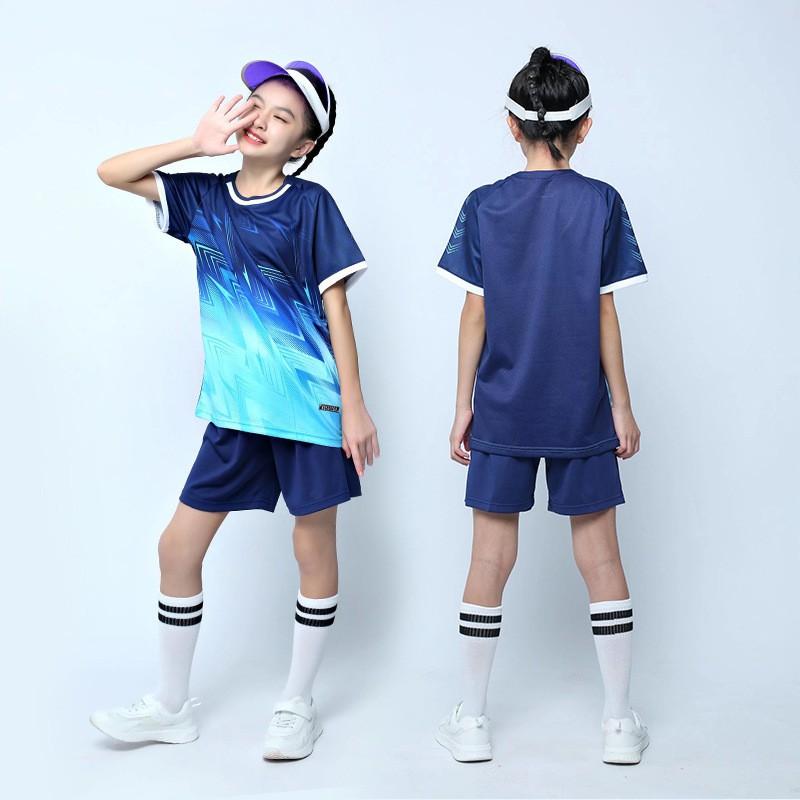 Kids Badminton Table Tennis Uniform Set Boys Girls Sports Training Competition Jersey Custom Print