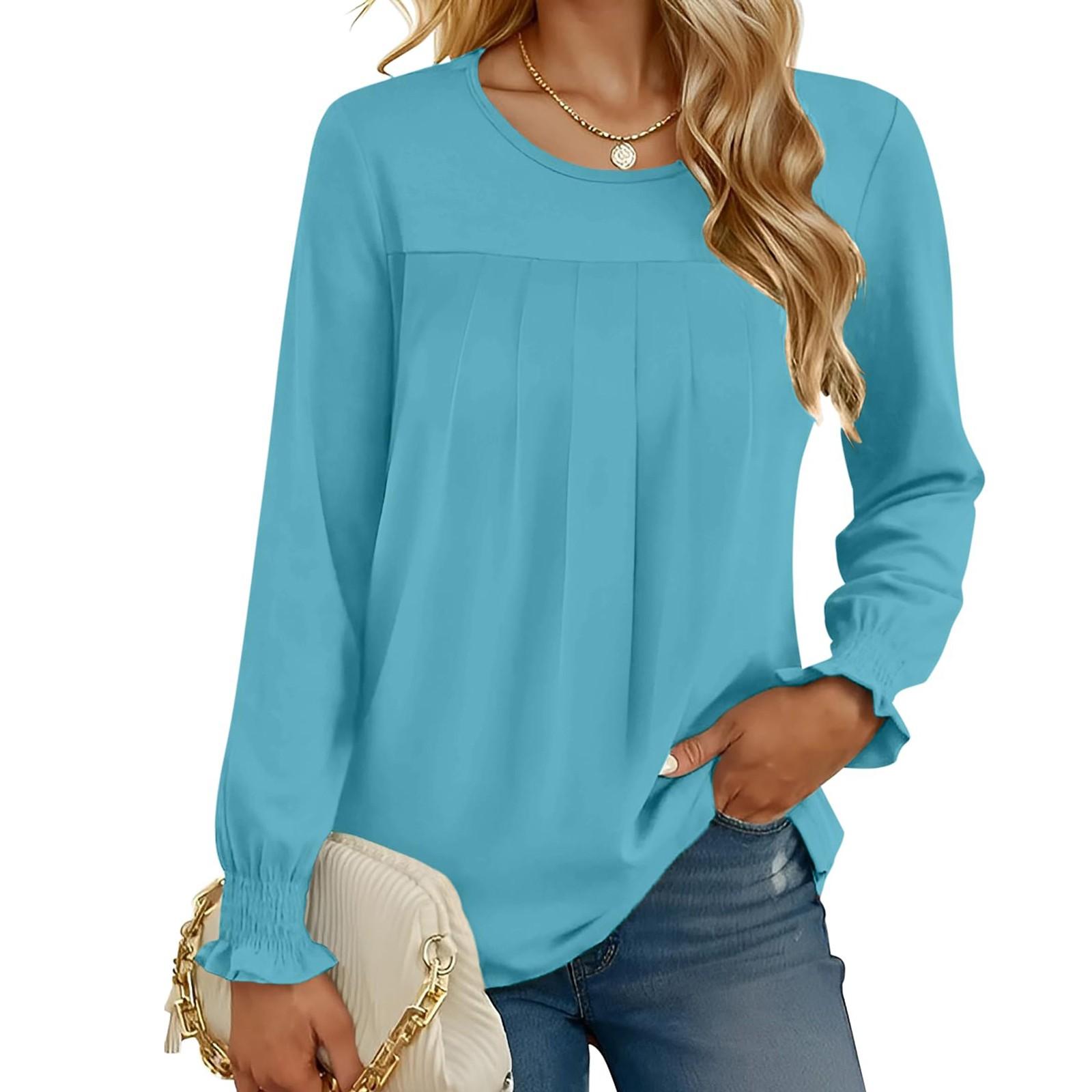 

Топы для женщин, пуловеры с длинными рукавами, повседневные рубашки, топ S небесно-голубой