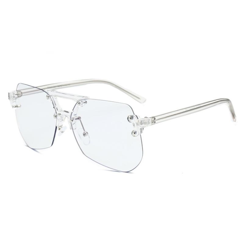 Rimless 1.61 Blue Light Blocking Polygon Prescription Eyeglasses Women Men Big Lens Myopia Spectacle Diopter 0 -0.5 -1.0 To -5.0