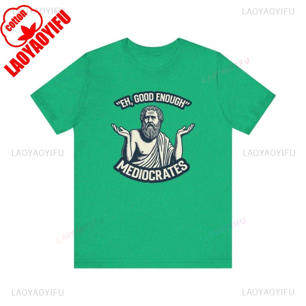 Eh Gut Genug Lustiges Bedrucktes T-Shirt Oberteile Satirisieren Philosophische Bilder auf Komische Weise Oberteile T-Shirt Unisex Damen Baumwolle T-Shirt