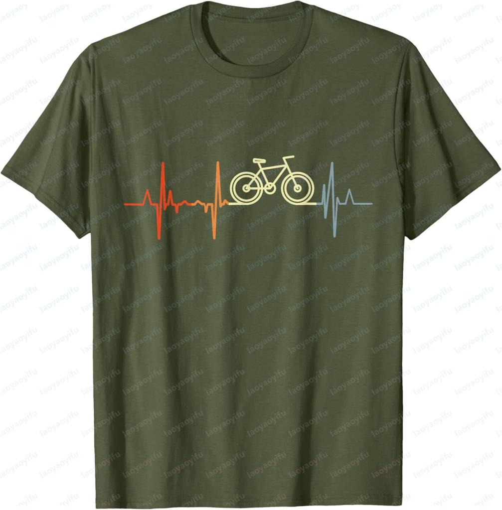 Retro Bicycle Heartbeat Racing Cyclist Bicycle Pulse Line Tshirt Fashionable Casual Comfortable Shortsleeved Tshirt