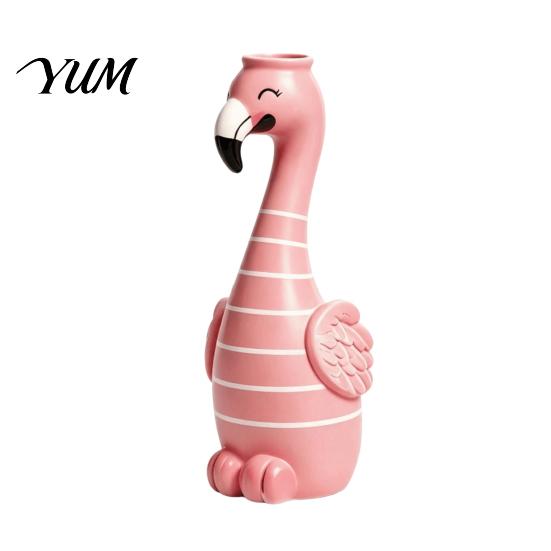 Cute Animal Shape Vase Resin Flamingo Decorative Vase, Pink Flower Holder Figurine, Hand Painted Figurine Tabletop Ornament for Dried Artificial