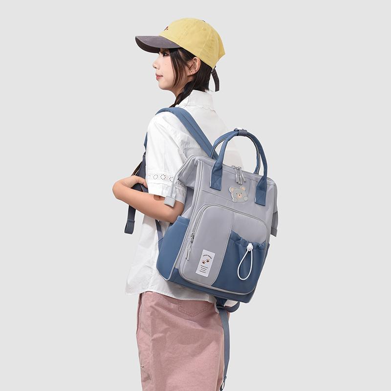 Zaino in Nylon Orsetto Carino per Donna Grande Capacità Multitasche Scuola Viaggio Daypack Leggero