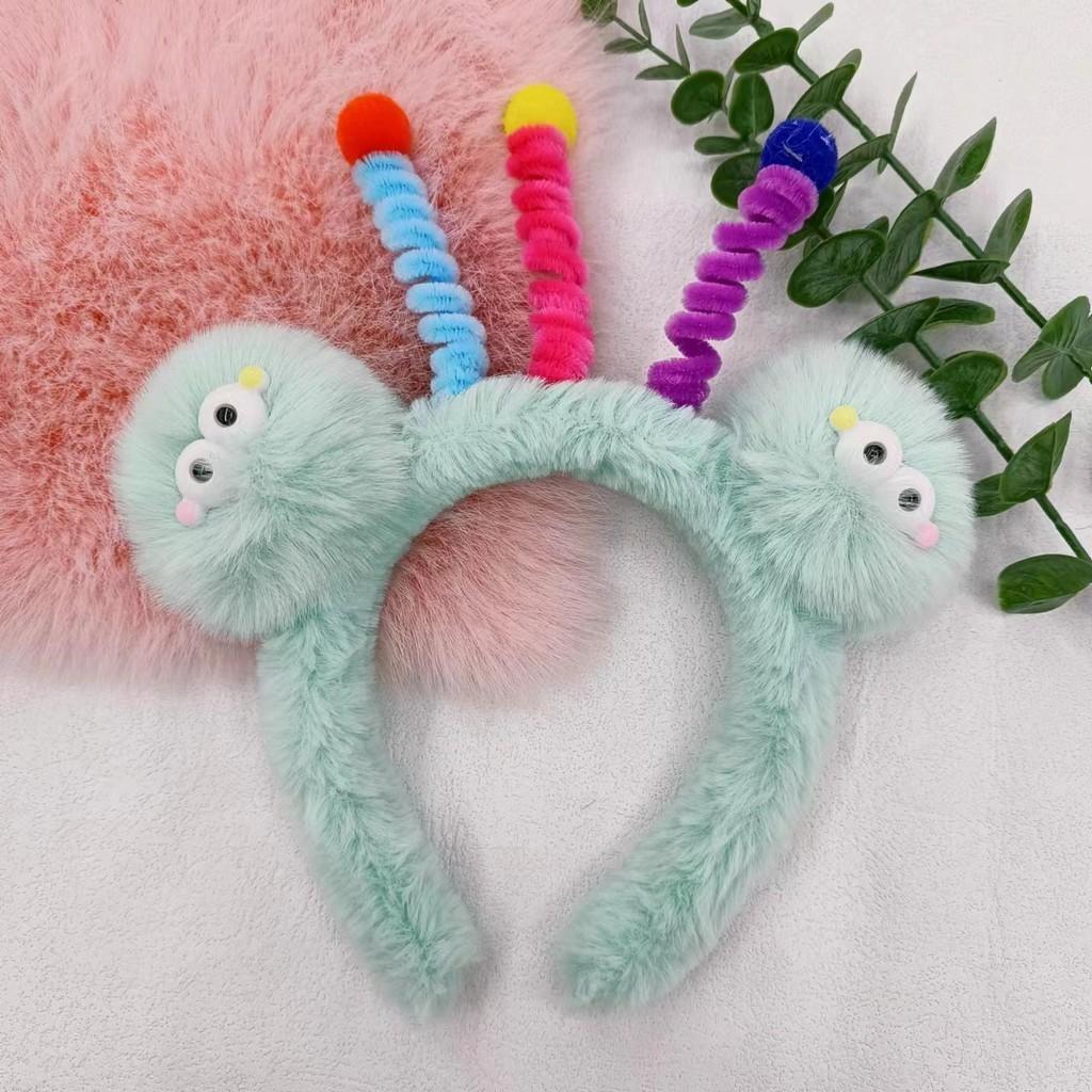 Lovely Winter Plush Headband Funny Clown Headband Cartoon Demon Headband Blue