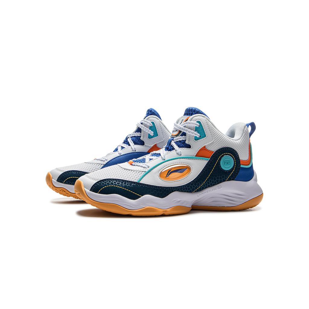 Li Ning Kids Basketball Comfortable Kids Basketball Shoes Kids Sneakers Standard-White Navy-Blue Colorful-Blue YKBV042-9