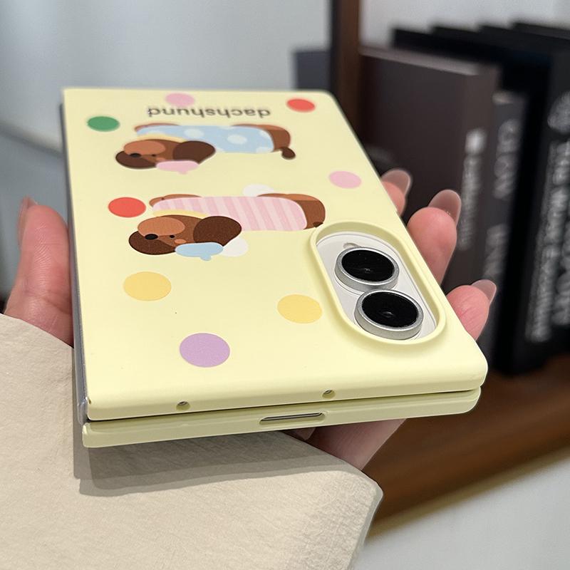 Korean Cute Cartoon Puppy Phone Case For Samsung Z Fold 8 Z Fold8 Cover with Chain Kawaii Hard Cases For Galaxy ZFold8 Funda