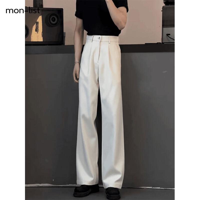 MON-LIST Men s Premium Draped Wide Leg Casual Pants L
