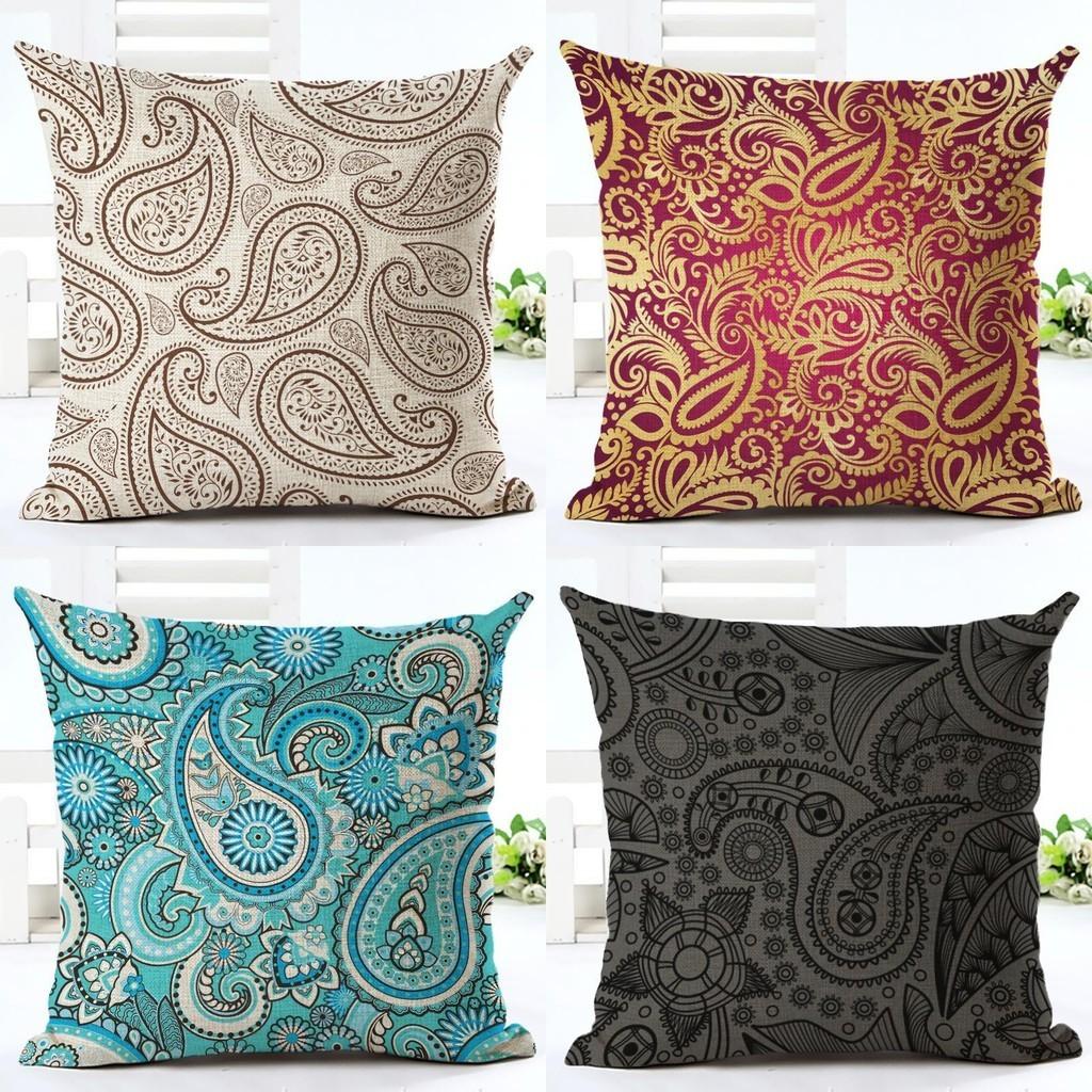 Exquisite Paisley Printed Ethnic Cushion Covers For Vintage Bohemian Sofa Decor