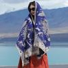 Gradual change flower imitation cashmere scarf women's high sense double-sided jacquard shawl retro scarf
