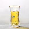 Gold & Silver Crane Double-Layer Glass Cup
