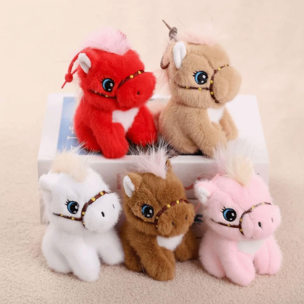 Cartoon Stuffed Animal Keyring Solid Color Zodiac Pony Figurine Year of Horse