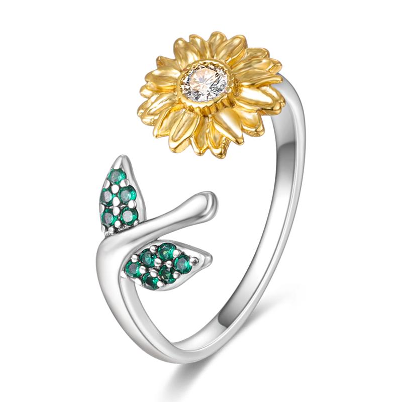 Adjustable Ring 925 Silver Fire Dragon Blossom Flower Clover Open Rings For Women Wedding Jewelry Gift