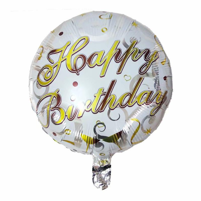 50Pcs/lot 18inch English Happy Birthday Aluminum Foil Balloon Round Helium Balloon Kids Birthday party decoration Air Golobs