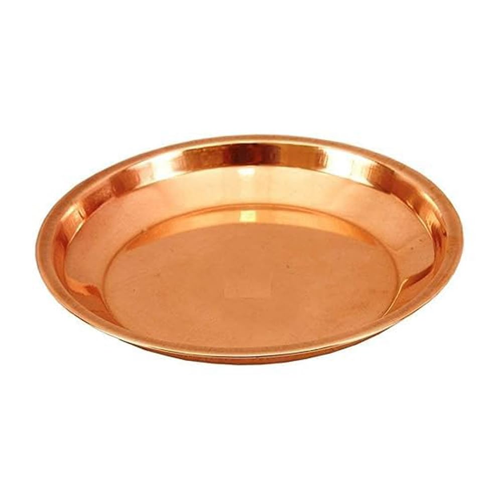 RSINC Copper Pooja Thali Plate, Copper Taman for Pooja (7.5 inch) | Pooja Samagri Keeping Items Thalis Mandir Diyas Aarti Deepa Decoration Pack of 2 |