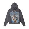 Mens Oversized Hooded Zip-Up Sweatshirt With Rhinestone Letter Print Cotton Streetwear