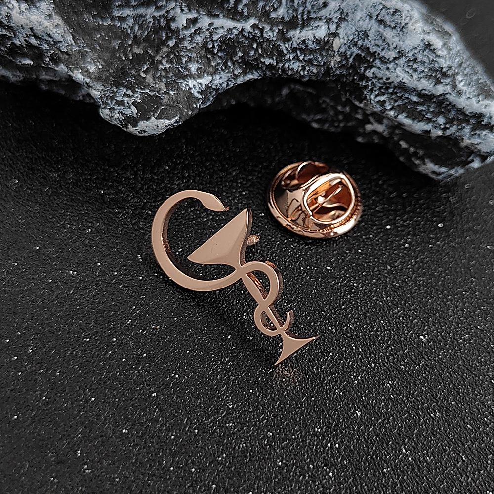 Symbol Culture Stainless Steel Brooch, Ancient Mythological Serpent Symbol Badge, Jewelry for Health and Guardianship.