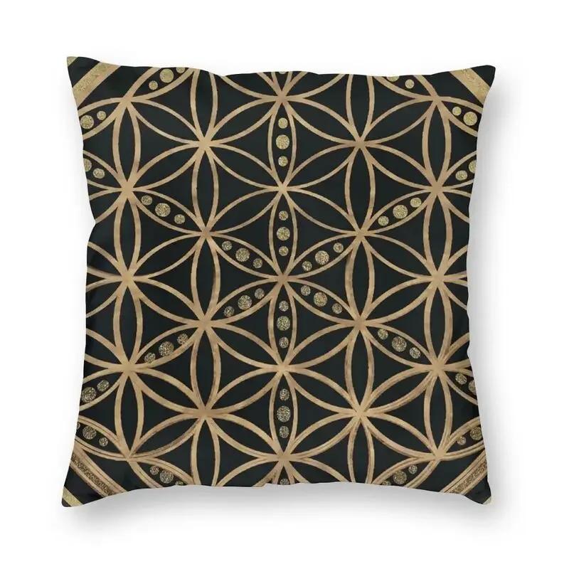 Mandala Blume des Lebens im Lotus Kissenbezug 45x45cm Heim Dekoration Druck Heilige Geometrie Wurfkissen für Sofa Zweiseitig
