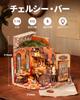 Rolife Miniature House Kit, Dollhouse with European Bar, LED Lights, DIY Handmade Kit, Doll House Interior Decor, Creates Ambience, Entryway, Craft