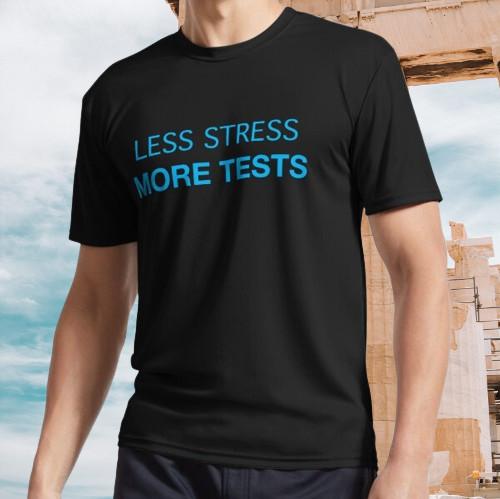 

Less Stress More Tests (blue text) Logo Active T-Shirt Funny Size S to 5XL L