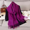 New Designer Luxury Women Warm Scarf Winter Cashmere Shawls Thick Solid Neckerchief Hijab Wraps Tassls Pashmina Foulard