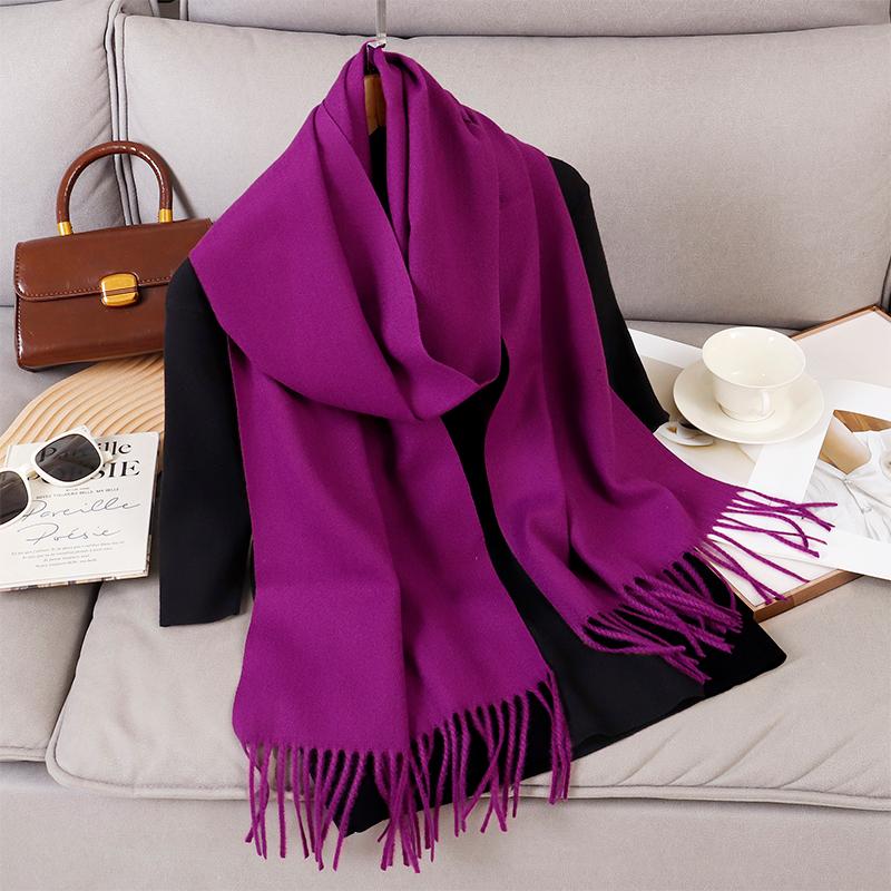 New Designer Luxury Women Warm Scarf Winter Cashmere Shawls Thick Solid Neckerchief Hijab Wraps Tassls Pashmina Foulard