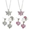 Elegant Bridal Jewelry Set Heart Necklace Drop Earrings Pendant Earrings Heart Rings Party Jewelry Suitable for Wedding