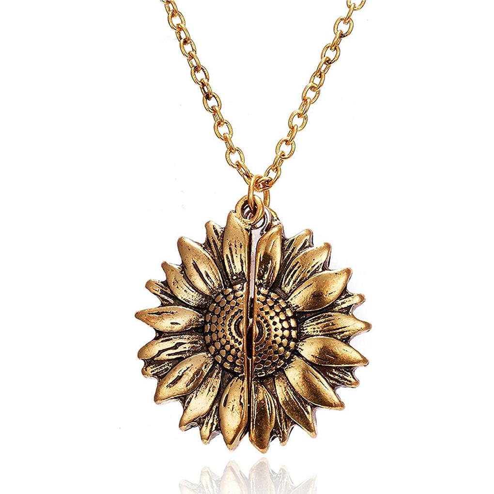 Sunflower Necklace Supplies Floral Applicable Letter Decor Pendent Chic Widely Shaped Exquisite Jewelry Double-Layer Girl