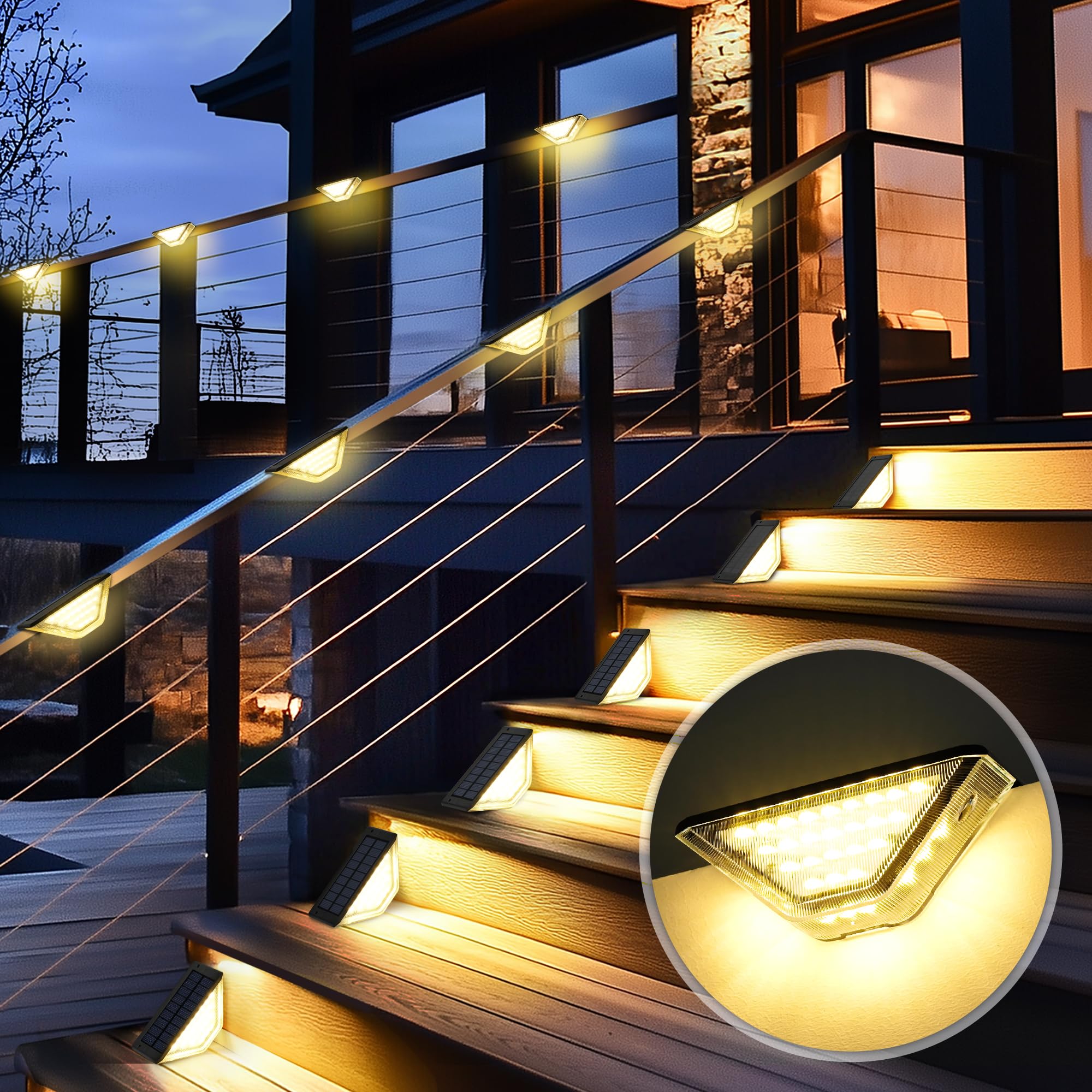 

GIGALUMI Solar Lights, Outdoor Stair Lights, LED Solar Deck Lights, Garden Lights, IP67 Waterproof, Fence Lights, Outdoor Lights, Terrace Lights,