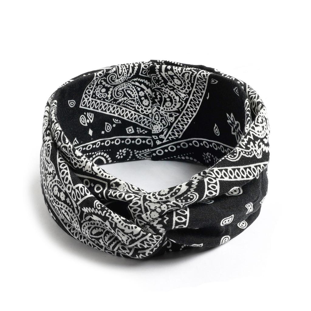 Bohemian Cross Knotted Headband Gypsy Yoga Sports Headband Wide Female Stretch Headband