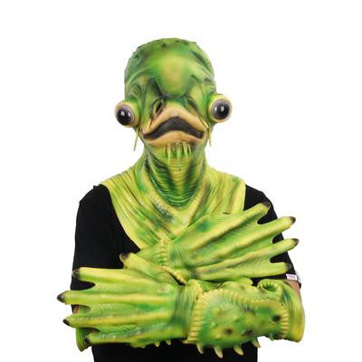 Halloween Cosplay Horror Catfish Mask with Gloves for Masquerade Halloween Party Latex Full Face Mask Party Mask for Adult