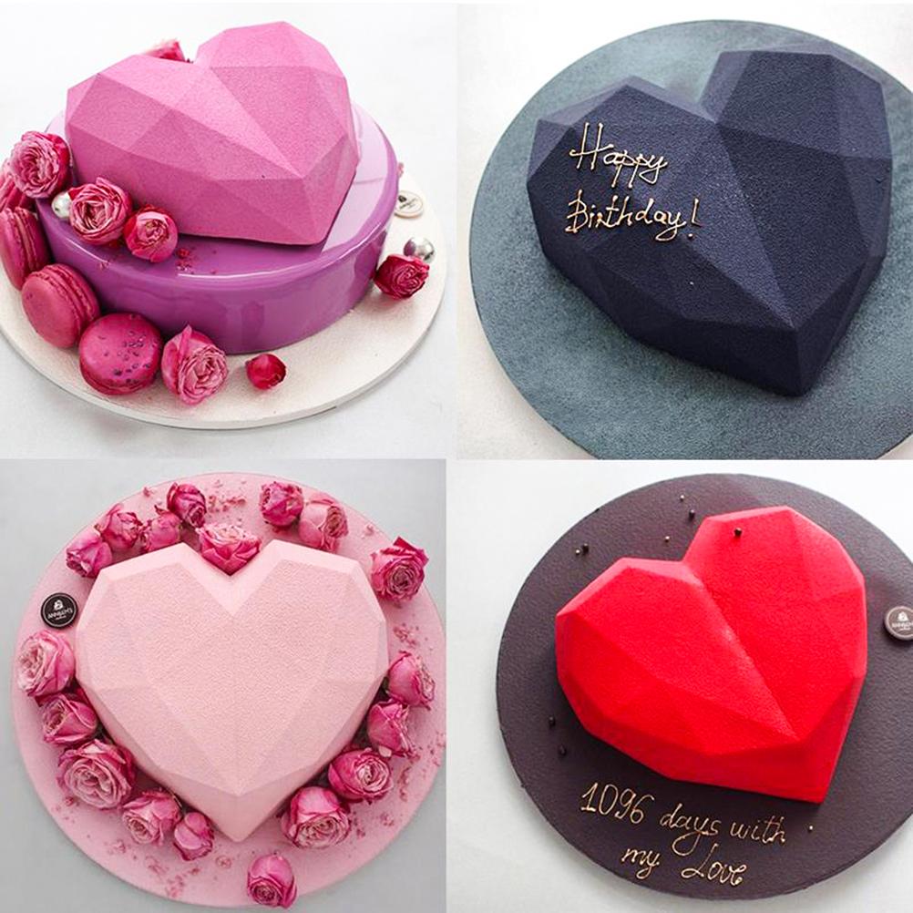 Diamond Heart Silicone Mold for DIY Cake Baking High Quality 3D Love Shape Mould