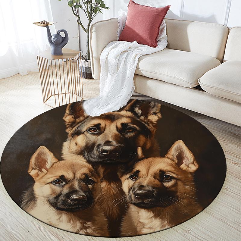 German Shepherd pattern round rug,Carpet Rug for Living Room Bedroom Playroom ,Non-slip Floor Mat,Holiday Gifts and Birthday Gifts.