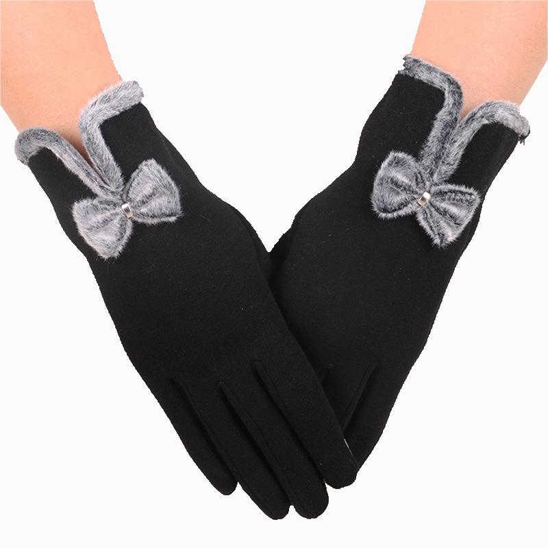 Damen Touchscreen Schleifenhandschuhe für Outdoor & Autofahren: Dicker Samt für Wärme