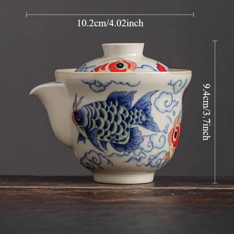 

1 Pot 2 Cups Ceramic Heat-resistant Lid Bowl Large Tea Bowl with Filter High End Teaset for Household Use Hand Held Teapot 200ml