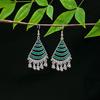 Vintage Ethnic Miao Silver Alloy Teardrop Tassel Earrings
