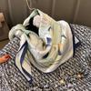 Elegant Print Square Scarf Women Floral Soft Satin Neckerchief Head Scarves Hijab Female Headband Bag Ribbons Bandana Foulard